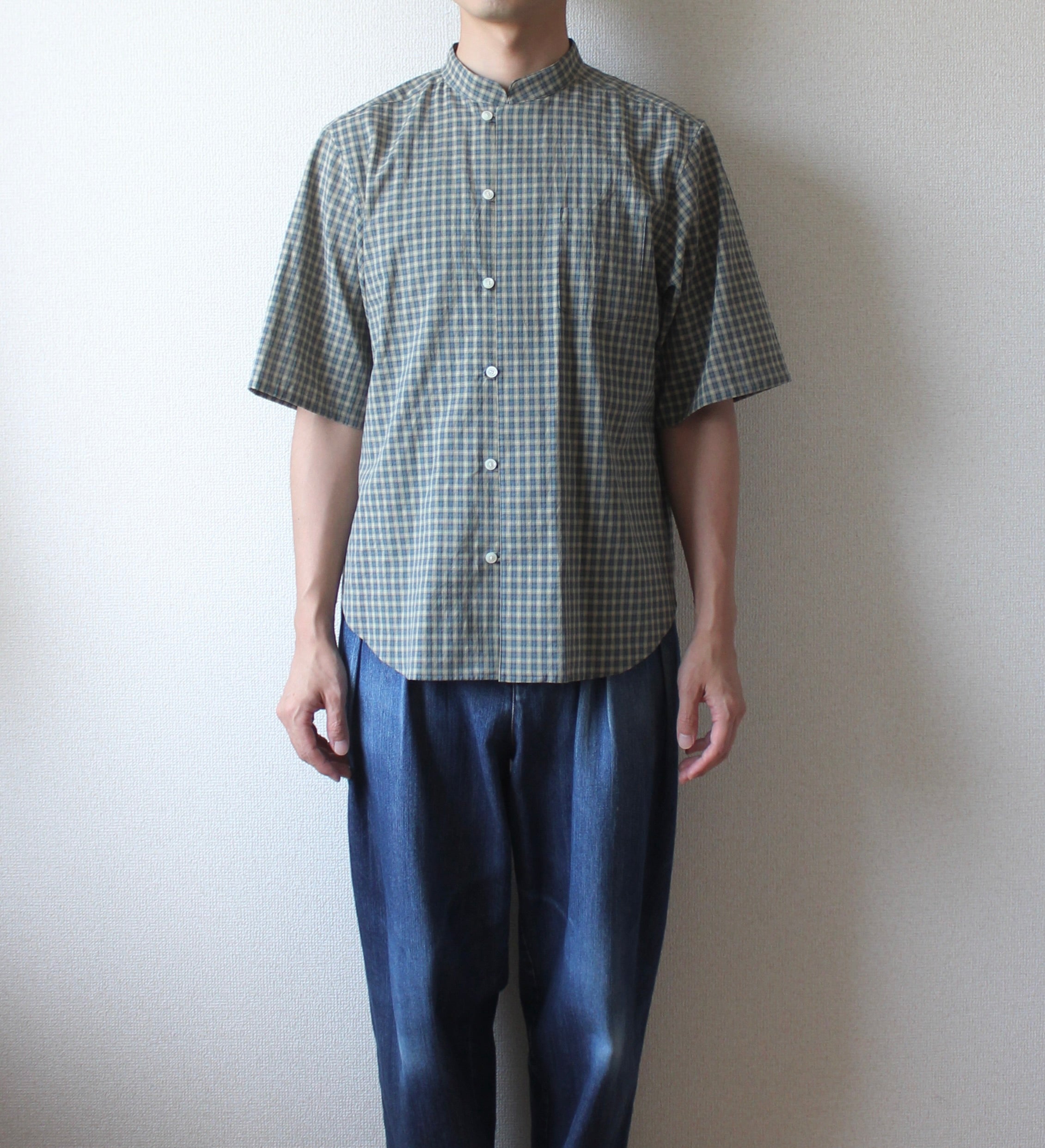 // loop button shirt (half sleeve) - olive -【在庫販売】