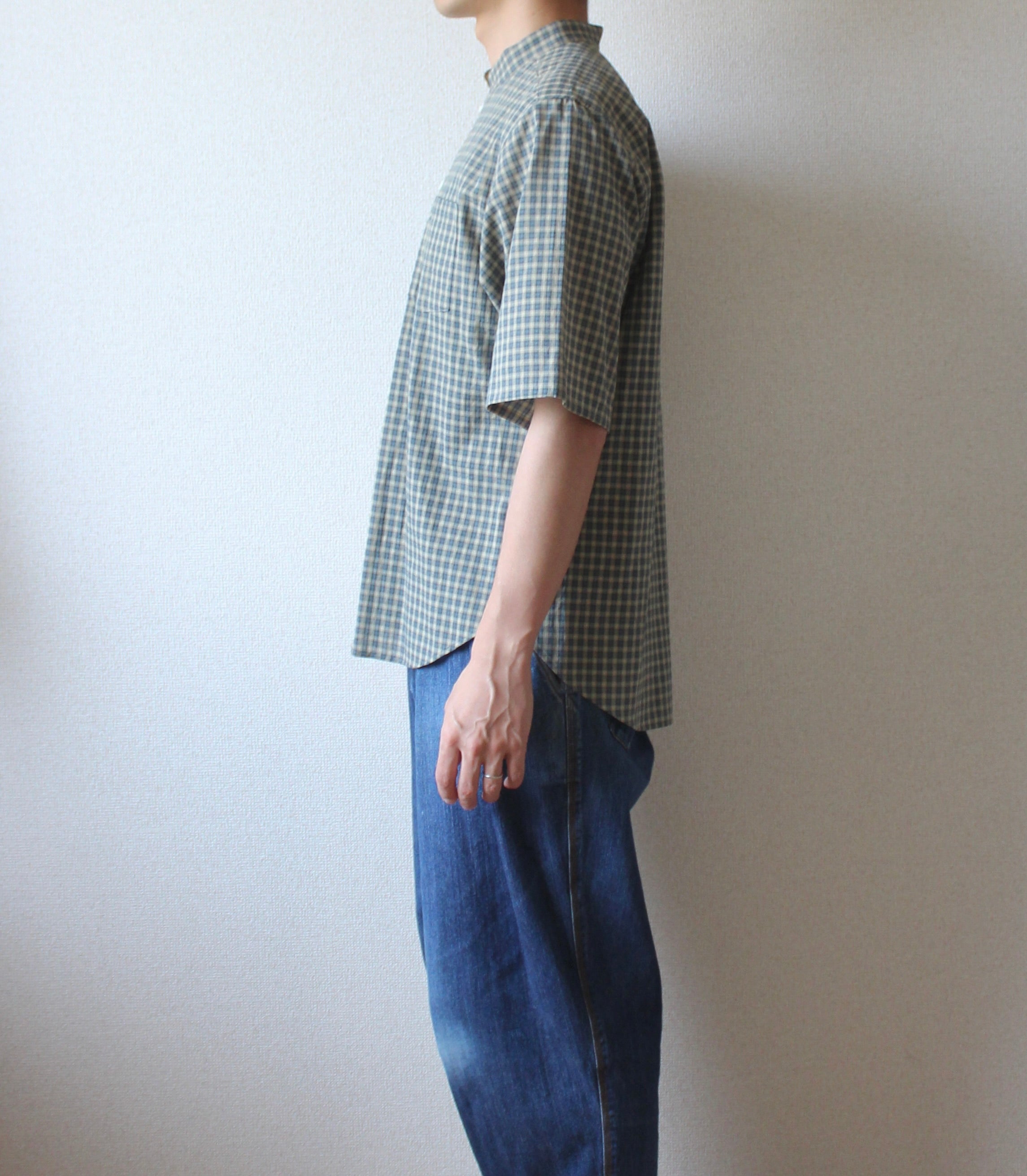 // loop button shirt (half sleeve) - olive -【在庫販売】