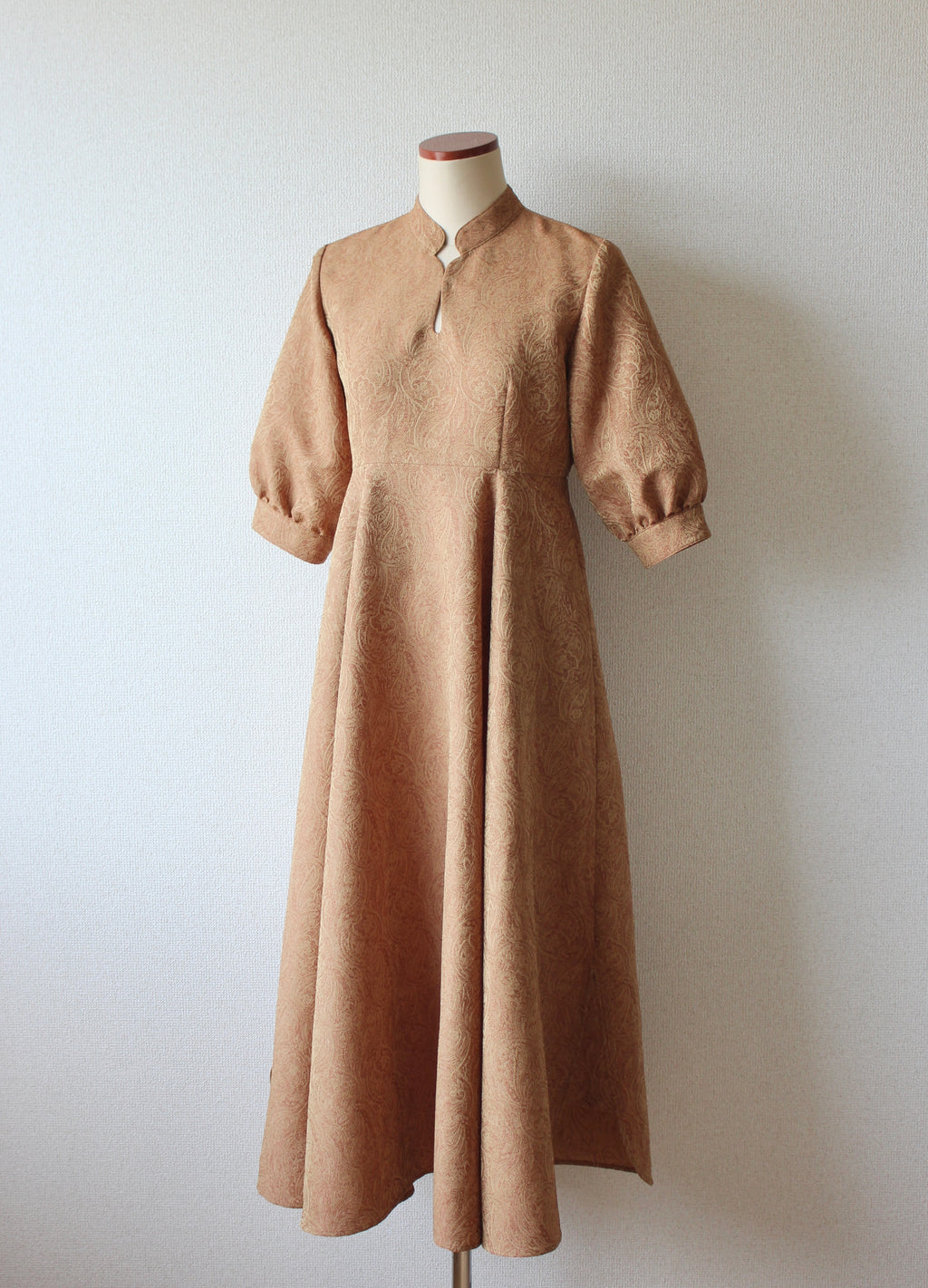 // gourd neck one piece (half sleeve) - orange beige - 【3月下旬〜4月下旬お届け予定】