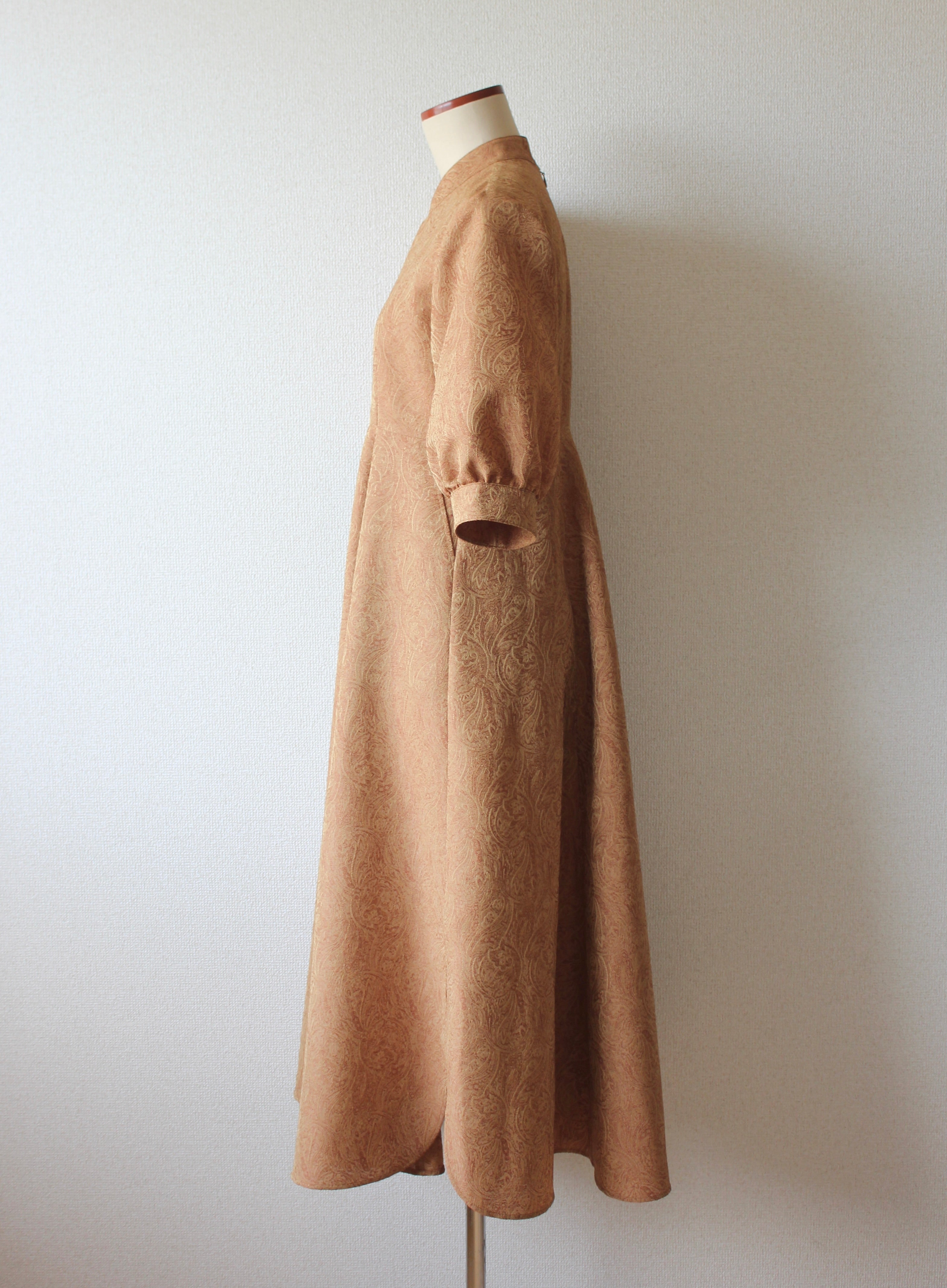 // gourd neck one piece (half sleeve) - orange beige - 【3月下旬〜4月下旬お届け予定】
