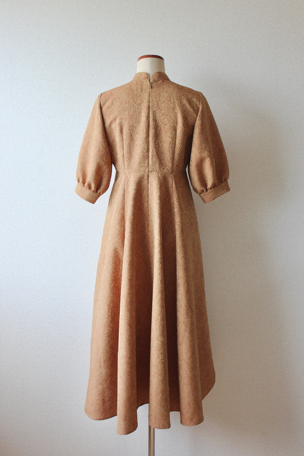 // gourd neck one piece (half sleeve) - orange beige - 【3月下旬〜4月下旬お届け予定】