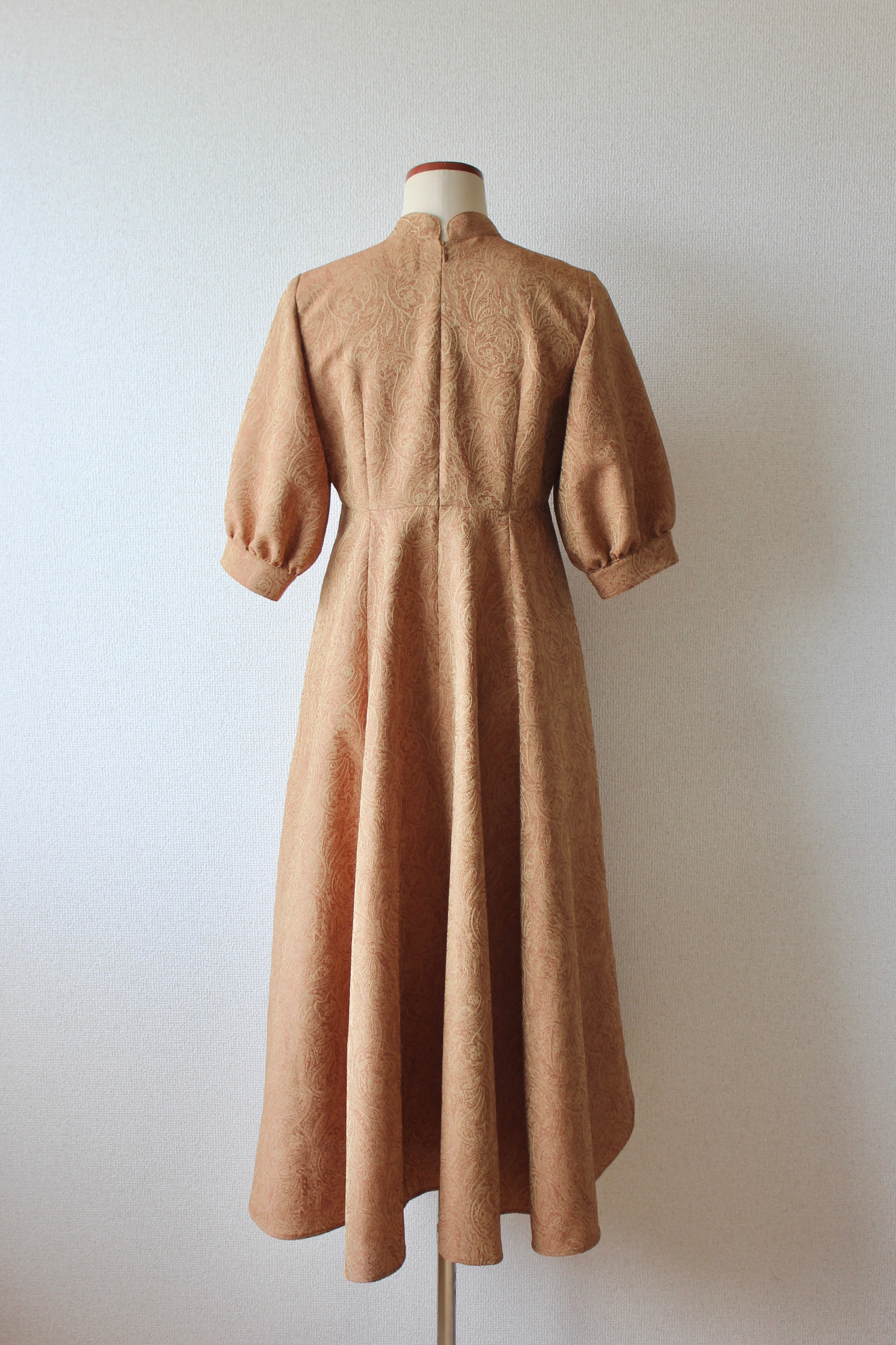 // gourd neck one piece (half sleeve) - orange beige - 【3月下旬〜4月下旬お届け予定】