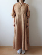 // gourd neck one piece (half sleeve) - orange beige - 【3月下旬〜4月下旬お届け予定】