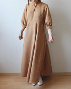 // gourd neck one piece (half sleeve) - orange beige - 【3月下旬〜4月下旬お届け予定】