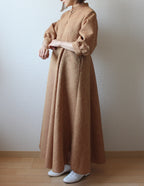 // gourd neck one piece (half sleeve) - orange beige - 【3月下旬〜4月下旬お届け予定】